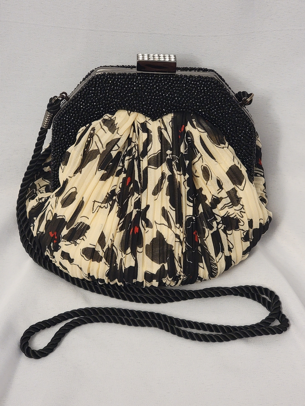 Kate Landry Spring Trend Pleated Floral Beaded Bag